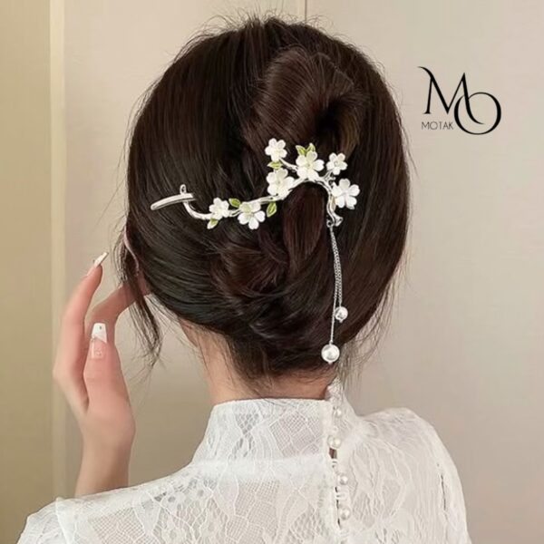 گیره موی چفتی شکوفه آویزدار - تصویر 5